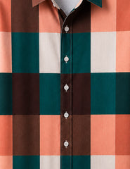 Pink Blue Square Full Sleeves Shirt