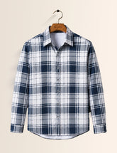 White Navy Checks Full Sleeves Shirt