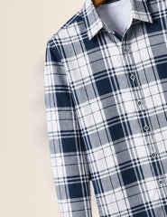 White Navy Checks Full Sleeves Shirt