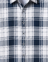 White Navy Checks Full Sleeves Shirt
