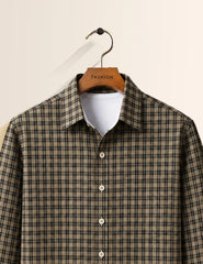 Brown Micro Checks Full Sleeves Shirt