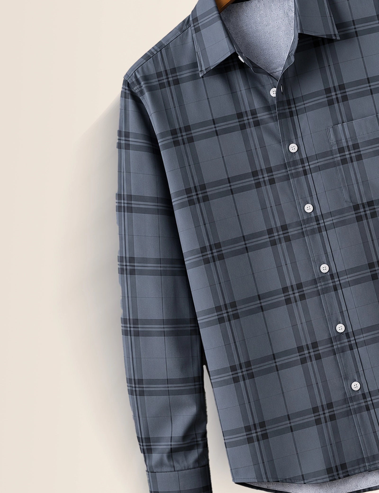 Grey Checks Full Sleeves Shirt
