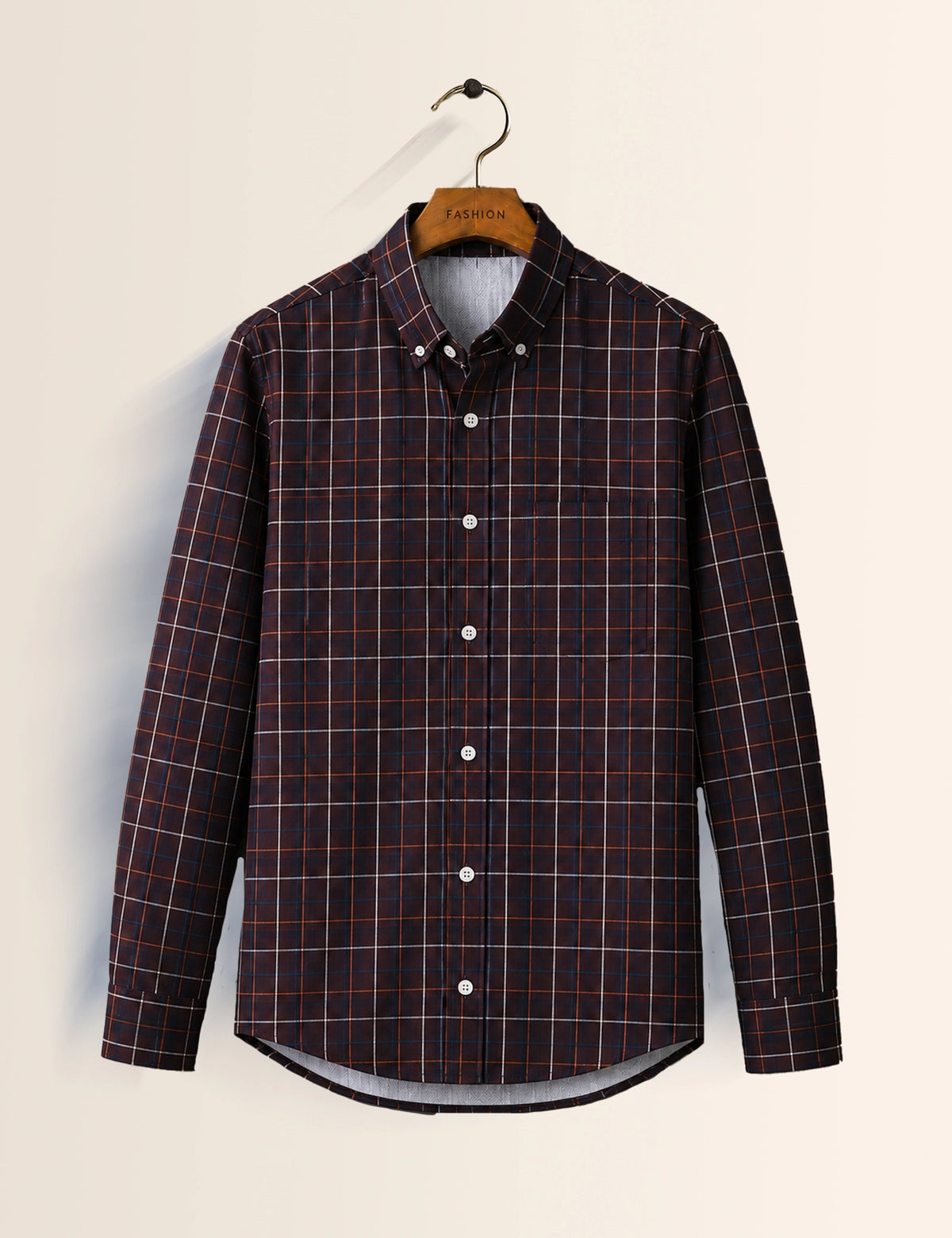 Maroon Checks Full Sleeves Shirt