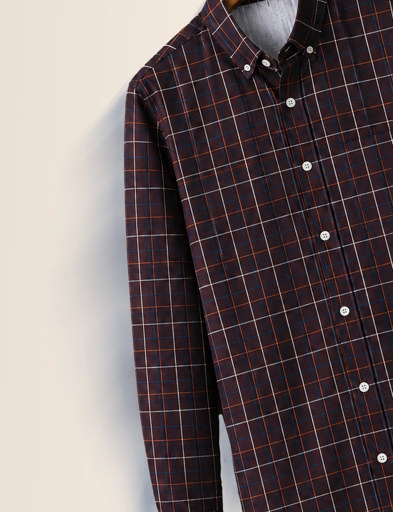Maroon Checks Full Sleeves Shirt