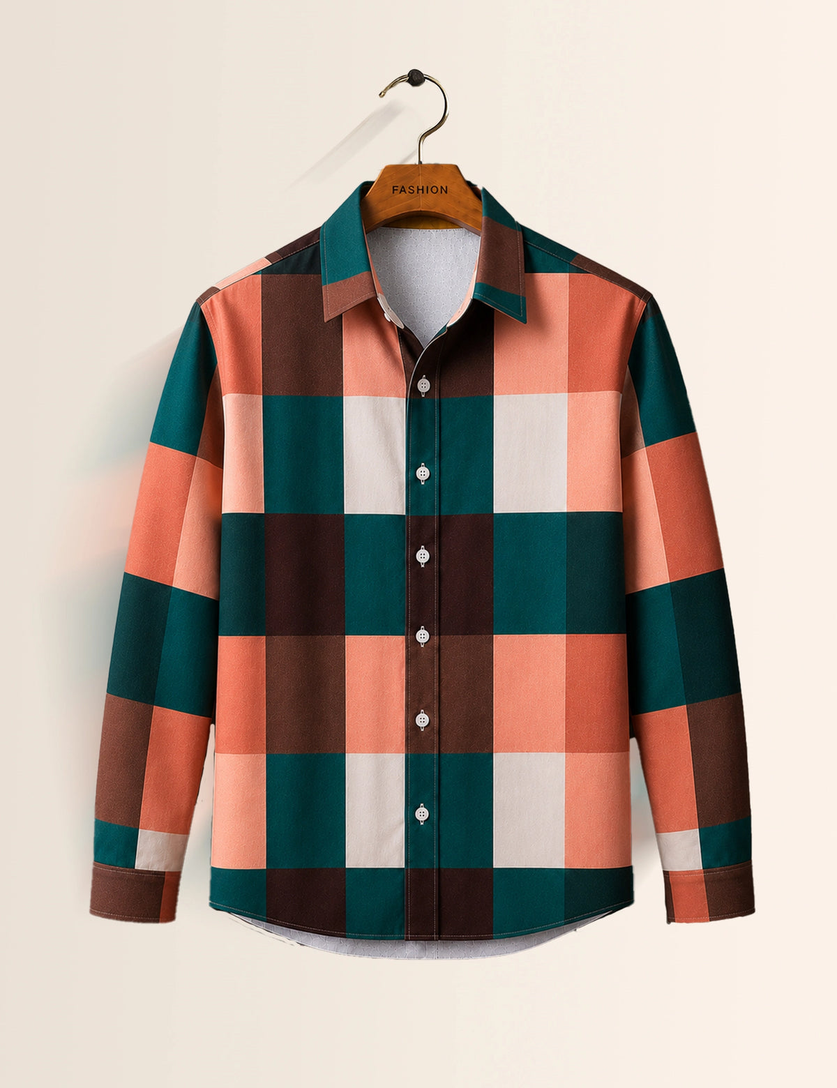 Pink Blue Square Full Sleeves Shirt
