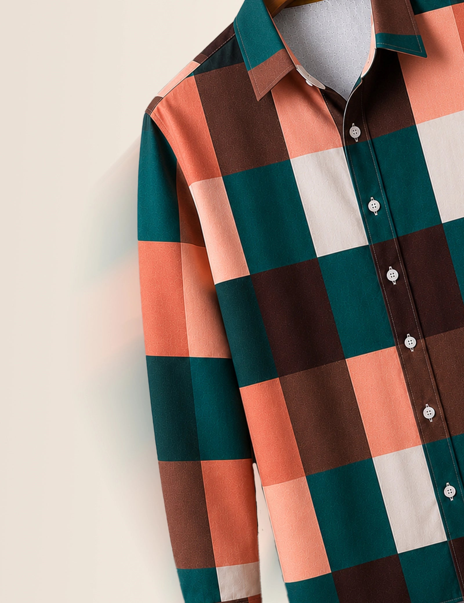 Pink Blue Square Full Sleeves Shirt