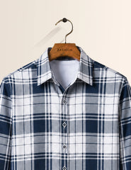 White Navy Checks Full Sleeves Shirt