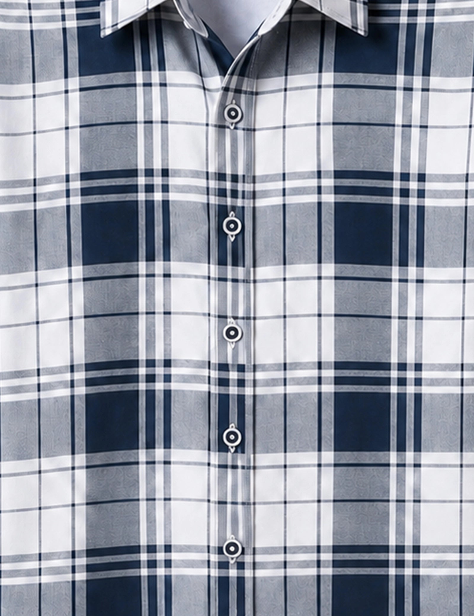 White Navy Checks Full Sleeves Shirt